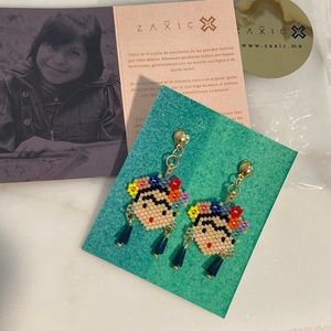 Zaxic beaded earrings artist handmade gold post NWT